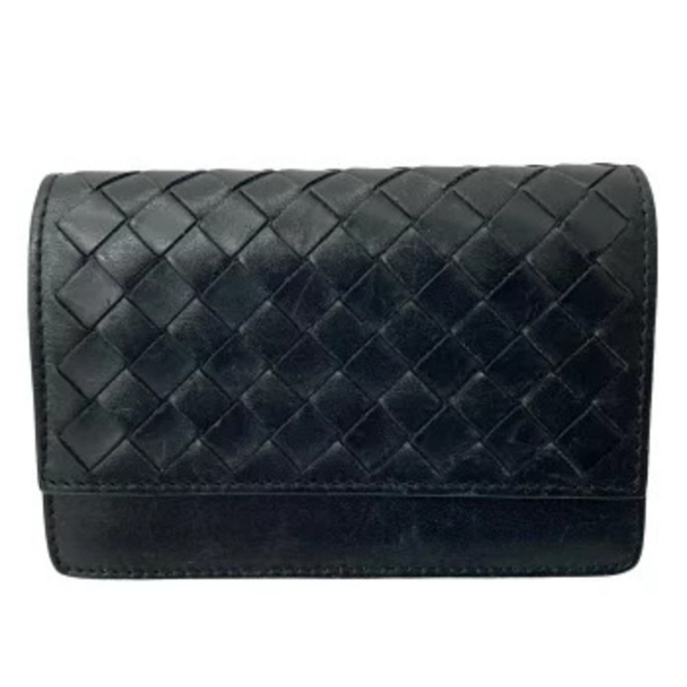 BOTTEGA VENETA Intrecciato Card Case Wallet Black Business H